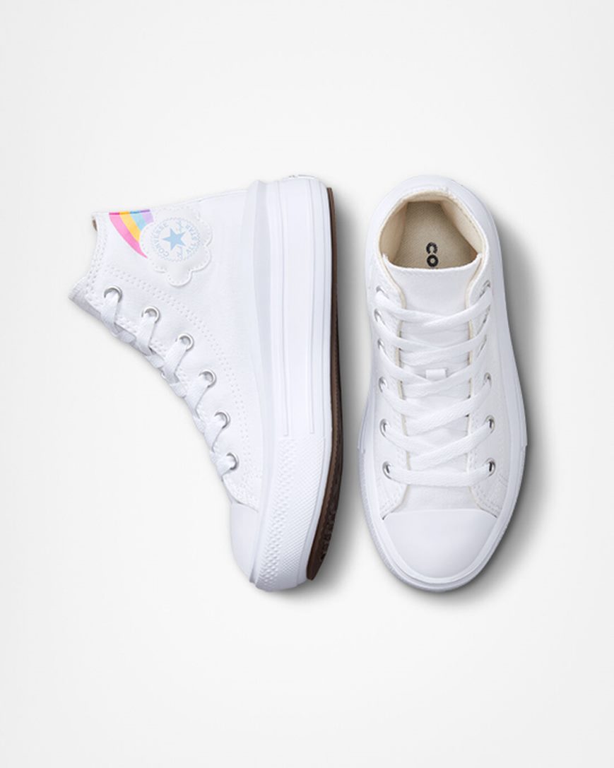 Zapatos Plataforma Converse Chuck Taylor All Star Move Rainbow Cloud Altas Niña Blancas Azules Rosas | PE EP0745